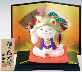 陶器製　五月人形　5月人形　端午の節句　子供の日　5月5日　招き猫大将飾り　〈まねきねこ 若大将飾り ネコの節句人形 陶器の置物・お飾り〉