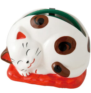 夏ものがたり 陶器製 蚊遣器 【ねむり猫】 渦巻型の蚊取り線香を中に入れてご使用いただけます! 〈蚊遣り器 蚊やり器 蚊取り線香入れ 蚊取線香入 蚊取り線香置き 置物 縦