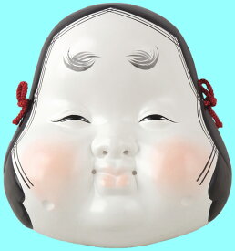 陶器製　能面　吉祥面　【お亀】　Noh mask　〈海外旅行・外国人へのお土産・プレゼントにも人気です。　陶器製品 日本の伝統品 日本の伝統工芸品 日本の伝統文化 仮面 能面 おかめ お面 おめん のうめん きっしょうめん 人形の鈴勝（すずかつ）通販〉