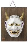 陶器製　能面　吉祥面　板付　【般若・はんにゃ】　Noh mask　〈海外旅行・外国人へのお土産・プレゼントにも人気です。　陶器製品 日本の伝統品 日本の伝統工芸品 日本の伝統文化 仮面 能面 お面 おめん のうめん きっしょうめん 人形の鈴勝すずかつ 板付き能面〉
