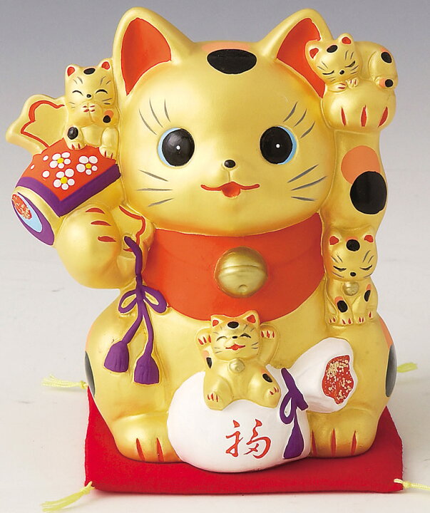楽天市場】開運招福の縁起物！ 陶器製 金運ネコづくし招き猫型貯金箱  