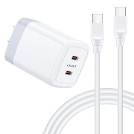 40W andriod充電器 usb-c急速充電器 2ポート タイプCケーブル*1.83m/1本 usb充電器 usbコンセント タイプCアダプター 急速充電器type c usb電源アダプター ChrisPow usb type c充電器 タイプCコンセント アンドロイド充電器 アイフォン充電器 iPhone充電器【生活応援】