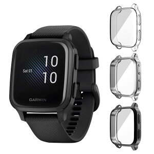 Seltureone �y3�Z�b�g�zGarmin Venu Sq/Venu Sq 2/ Venu Sq music/Venu Sq 2 music�p�ی�P�[�X �[�d�\�� TPU�f�� �ی�J�o�[ �_�炩���t���[�J�o�[ �������� �E���ȒP �ϏՌ��� �_��i�u���b�N+�V���o�[+