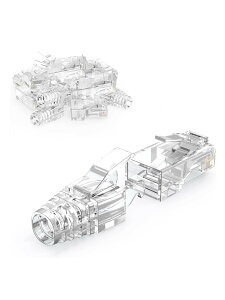 LAN �R�l�N�^,CableCreation RJ45�R�l�N�^+�ی�J�o�[ LAN�P�[�u���p�R�l�N�^ 50�Z�b�g Cat6/Cat5e�Ή� �z���ȒP �ܐ܂�h�~�y���������z