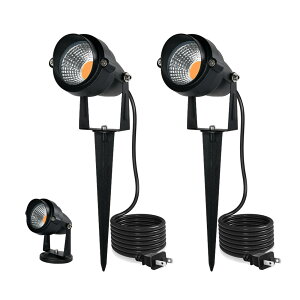 LED ガーデンライト 電球色 2700K 10W 防水 屋外用ライト 1180ルーメン ガーデンスポット IP66防水庭園灯 上下左右に回転可能 芝生 風景ライト、地中埋込型&壁掛け式 二通り取り付け方法 5万時間
