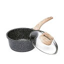ESSENTIAL WOODY CAROTE 片手鍋20cm蓋付き IH対応 5層マーブルコートミルクパン くっつかなく洗いやすい揚げ物鍋 1年…