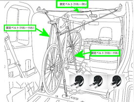 『ウェイク』 純正 LA700S LA710S サイクルホルダー用の固定ベルトB（3本セット）のみ ※他必要部品は別売 パーツ ダイハツ純正部品 自転車固定 オプション アクセサリー 用品