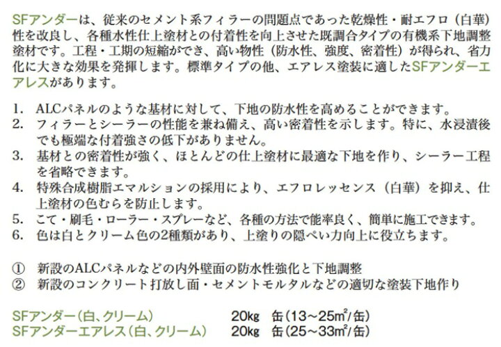 楽天市場】【送料無料】SFアンダー（白 / クリーム）20kg＜エスケー化 