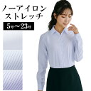 事務服 ブラウス ノー オフィス 長袖 ストレッチ ストライプ Pieds ピエ 5号-23号 大きいサイズあり おしゃれ かわいい HCB4001