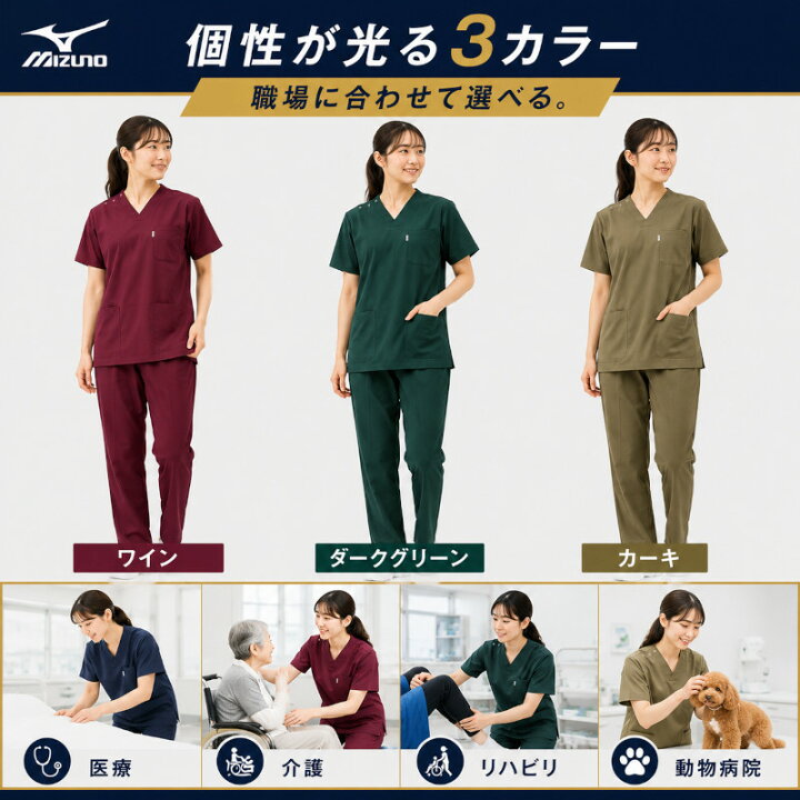 楽天市場】白衣 スクラブ ミズノ 医療 上下セット mizuno MZ-0021 MZ 