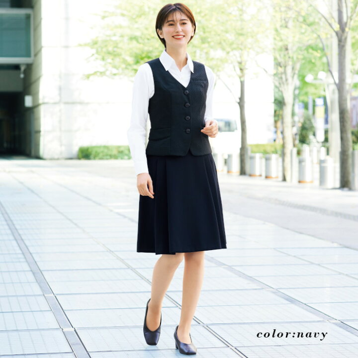 楽天市場】事務服 スカート FOLK NUOVO プリーツ スカート 黒 ネイビー 