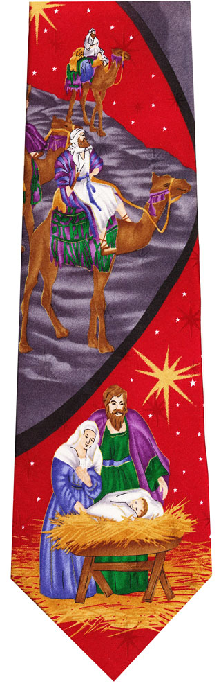 クリスマス 東方の三賢者 ベツレヘムの星 イエス誕生柄のネクタイです 品質保証 ネクタイ ギフト 96プレゼント 赤系 贈り物 イエス誕生 激安通販ショッピング