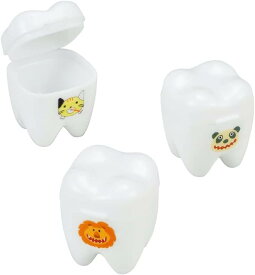 乳歯保存ケース 100個 歯の形 抜けた乳歯のメモリーケース アニマルキャラシール付