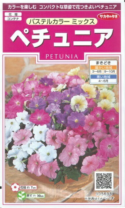 楽天市場 花種子 サカタのタネ ペチュニア パステルカラーミックス ５０粒袋詰 送料込み 鈴乃園 楽天市場店