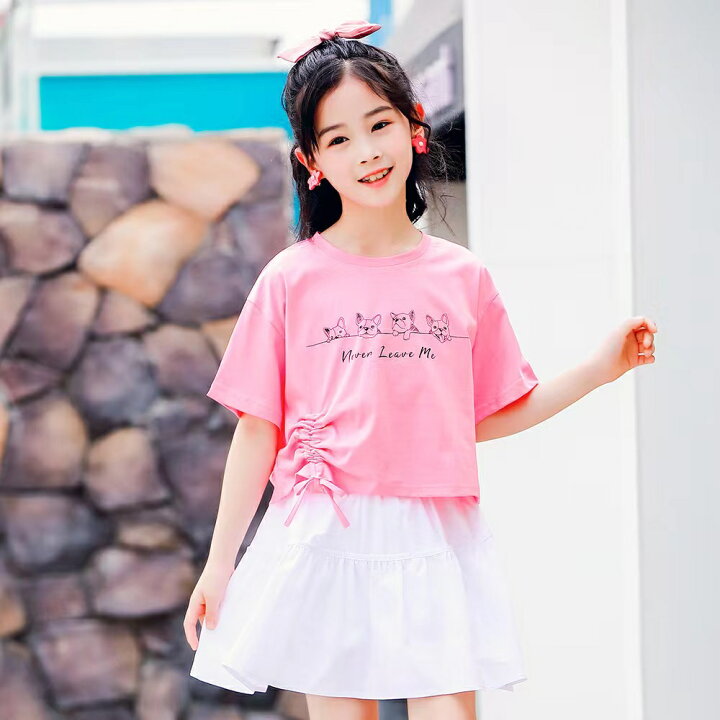 楽天市場 22年 新作 子供服 女の子 夏 110 1 130 140 150 160 セットアップ 夏服 涼しい 半袖 スカート セット 韓国子供服 ミモレ丈スカート 小学生 服 爽やか 白黒2点セット 白ピンク2点セット すずらんショップ