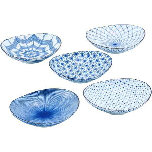 |美濃焼 古染絵変り 楕円取鉢揃|20639 プレゼント お祝い 誕生日祝い 敬老の日 母の日 父の日 自家消費にも