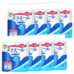 エリエール トイレットペーパー 1.5倍巻き 82.5m×64ロール(8ロール×8パック) シングル パルプ100% リラックス感のある 送料無料