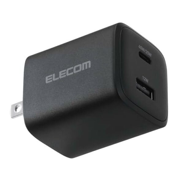 エレコム 充電器 40W 2ポート Type-C USB-A USB PD対応 PPS対応 GaN II採用 折りたたみ式プラグ ブラッ 送料無料