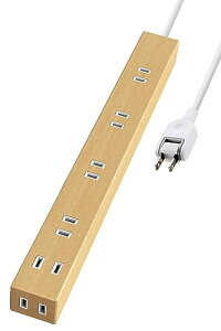 エレコム 電源タップ 雷ガード 6個口 木目調 3m オーク材 ECT-0203O 送料無料