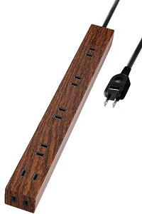 エレコム 電源タップ 雷ガード 6個口 木目調 1m ウォルナット材 ECT-0201W 送料無料