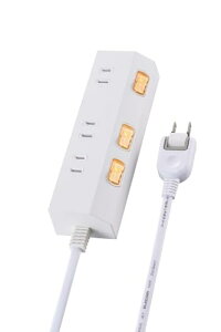 エレコム 電源タップ スイッチ付き 2m 3個口 ほこりシャッター 雷ガード スイング式プラグ 耐熱素材採用 ホワイト ECT-3520 送料無料