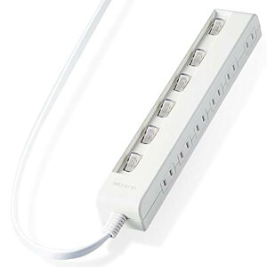 エレコム(ELECOM) 電源タップ コンセント 個別スイッチ 省エネ スイングプラグ 横挿し 6個口 1m ホワイト T-E5C-26 送料無料