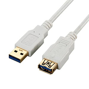 エレコム USBケーブル 延長 USB3.0 (USB A オス to USB A メス) スリム 1m ホワイト USB3-EX10W 送料無料