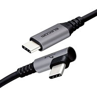 エレコム USB Type-C ケーブル PD (C to C) L字コネクタ 抗菌・抗ウイルス 2m ブラック 【iPhone 16 送料…