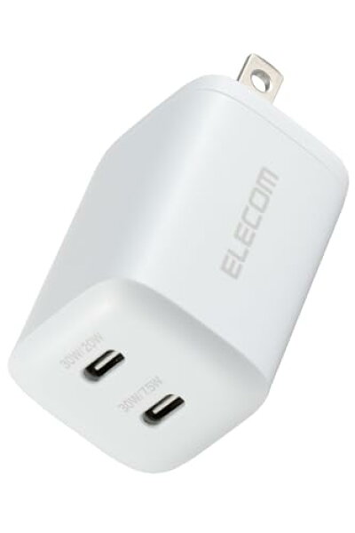 エレコム 充電器 30W Type-C 2ポート USB PD対応 スイング式プラグ PPS対応 ホワイト 【iPhone 16 15  送料無料