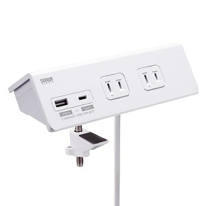 �T�����T�v���C(Sanwa Supply) �d���^�b�v �N�����v�Œ莮 4���E2�s�� USB A/Type-C �e1�|�[�g �z���C�g ��������