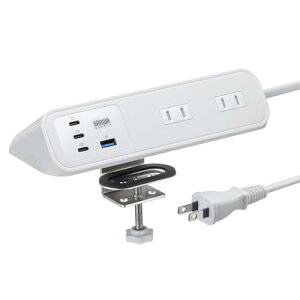 �T�����T�v���C �N�����v�Œ莮�^�b�v�iAC4���{USB-C×3�{USB-A×1�EPD65W�E�z���C�g�j TAP-B114UC-2W ��������