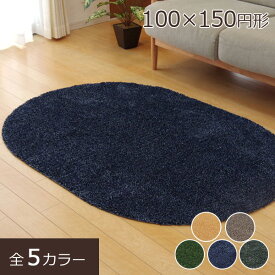 ラグ 100 150 楕円ラグ カーペット ラグマット 洗える 100×150 洗えるラグ 円形 丸 ホットカーペット対応 床暖房対応 洗濯可能 マット おしゃれ 北欧 オールシーズン 無地 薄型 タフテッド じゅうたん 絨毯 センターラグ Novel ノベル 楕円形 約100×150cm