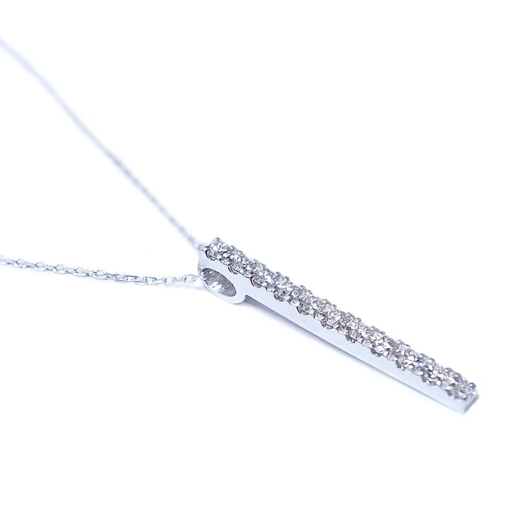 楽天市場】K18 ダイヤモンド 0.33ct バーネックレス 縦型 ダイヤの  