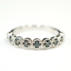 ◆1点限定◆サイズ直し無料 【Pt900】アレキサンドライト(0.58ct)ハーフエタニティリング ストーンリング 指輪 天然石 希少石 レアストーン pt プラチナ ミル留め プレゼント 送料無料