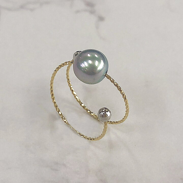 楽天市場】【送料無料】【K18×Pt900】ダイヤカット グレーパール 