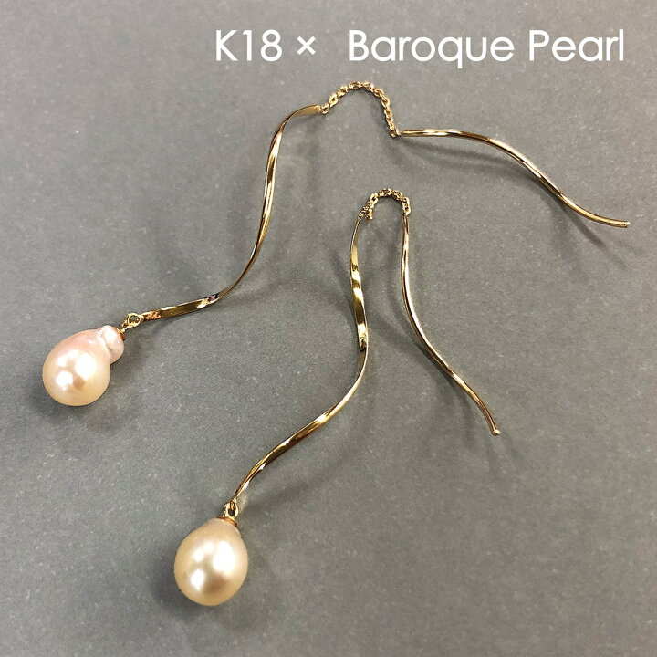 楽天市場】【送料無料】 K18 K18WG バロックパール アメリカンピアス 