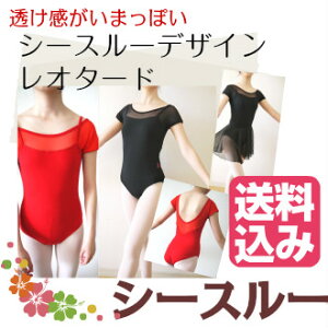 レオタード  ジュニア 大人●【送料無料】 シースルーデザイン 子供 ジュニア 大人 レッスン バレエ用品 黒 お稽古 ダンス 可愛い おしゃれ 新体操 (TR-002_so)