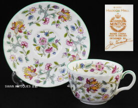 英国製 イギリス ミントン Minton ハドンホール グリーン　カップ＆ソーサー ユーズド 廃盤品