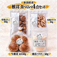 【先着10名限定50％オフクーポン】新潟県産 椎茸食べくらべ4点セット 生椎茸4個 約150g・乾燥どんこ60g・…