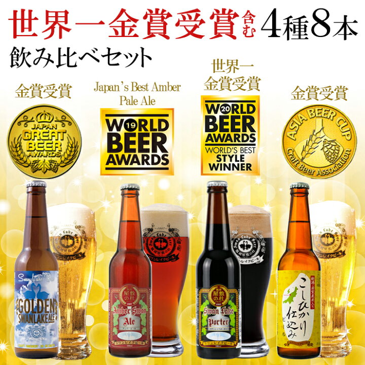 お中元 夏 世界一 ギフト 世界No.1 世界金賞受賞 入り クラフトビール 金賞飲み比べ8本 絶品ソーセージ 詰め合わせビール クラフトビール 地ビール 本州 送料無料 スワンレイクビール ギフト ビール ギフト クラフトビール世界一金賞受賞ビール入り3本 飲み比べ国内外の国際審査会で最高賞金賞受賞スワンレイクビールのギフトセット!地ビール 飲み比べ