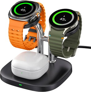 Galaxy Watch �[�d�� �X�^���h 2�䓯���AGalaxy Watch 8/8 Classic/Ultra (2025)/Ultra/7/6/6 Classic/5 Pro/5/4/3/Active 2/1�Ή��ASwanScout 704S