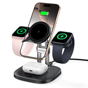4in1 ���C�����X�[�d�� �A�b�v���E�H�b�` �[�d�� 2�䓯�� Apple Watch�p �}�O�Z�[�t�[�d�� �[�d�X�^���h �}�O�l�b�g�� �u�������[�d iPhone 17/16/15/14/13/12�V���[�Y�ɑΉ��AApple Watch�AAirPods�ɑΉ��ASw