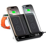 送料無料 ワイヤレス充電器 2台同時 iphone 充電スタンド 2台 折りたたみ式 充電ステーション 置くだけ充…
