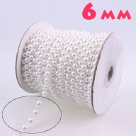 半円パールチェーン 6mm☆アクセサリー作りなどに☆価格は10cm単位 コットンラインパール ガーランドフラ…