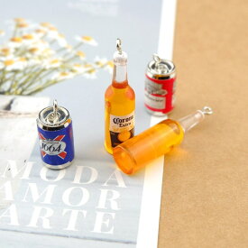 お酒のボトルチャーム 5本セット ビールなどお酒が入ってそうな感じです★プラパーツ アルコールドリンク 缶 瓶