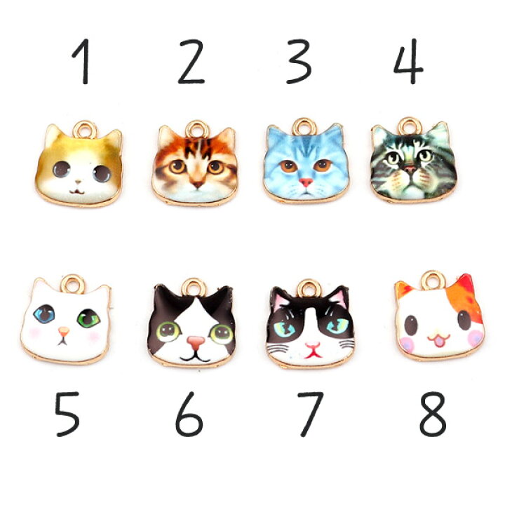 楽天市場 8種類のネコのお顔 かわいいアンティークチャーム ねこ 猫 エナメル デコパーツのデコちゃん
