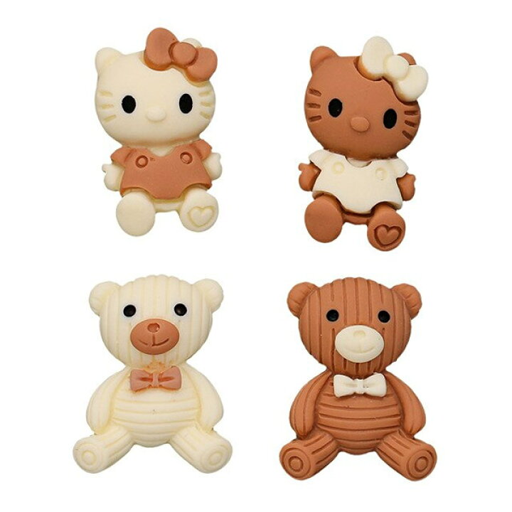 楽天市場 白と茶色のネコさんとクマさん 貼り付けデコパーツ 猫 ねこ 熊 クマ キャラクター かわいい動物 デコパーツのデコちゃん