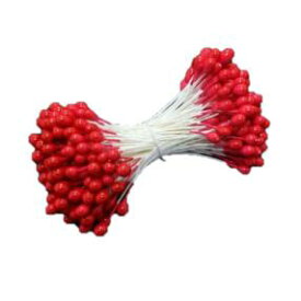 (DA145) 赤実ペップ 大 3束入 約長さ6cm 粒径3mm 赤（レッド）ペップ アートフラワー 造花用 花芯 手作り 花 おしべ めしべ つまみ細工 ディップアート コサージュ かんざし