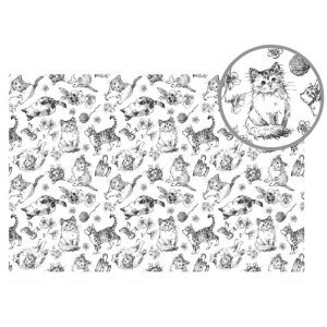 (bk7182) シルクスクリーン ネコ 猫 ねこ キャット 柄 アニマル 動物 パターン栗原寿雅子 トールペイント A4サイズ 模様 カルトナージュ 手芸 ステンシル アンティーク パターン アクリル 絵の