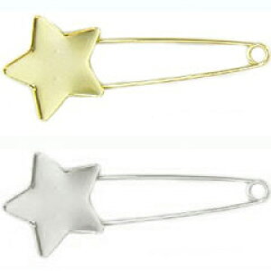 (★YDPE-5240)【高品質 1個販売】ショールピン 32×24mm空枠付き スター 2色展開 ゴールド シルバー 副資材 UV LED レジン 樹脂 粘土 七宝などの土台に ハンドメイド素材 材料